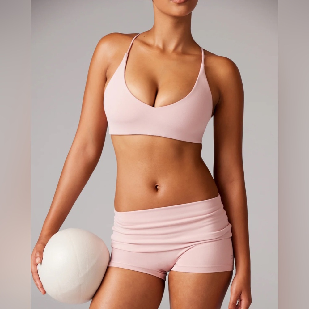 CSB Form Invisible Scrunch Fold Over Shorts 3” Dusty Pink Size Small BNWT